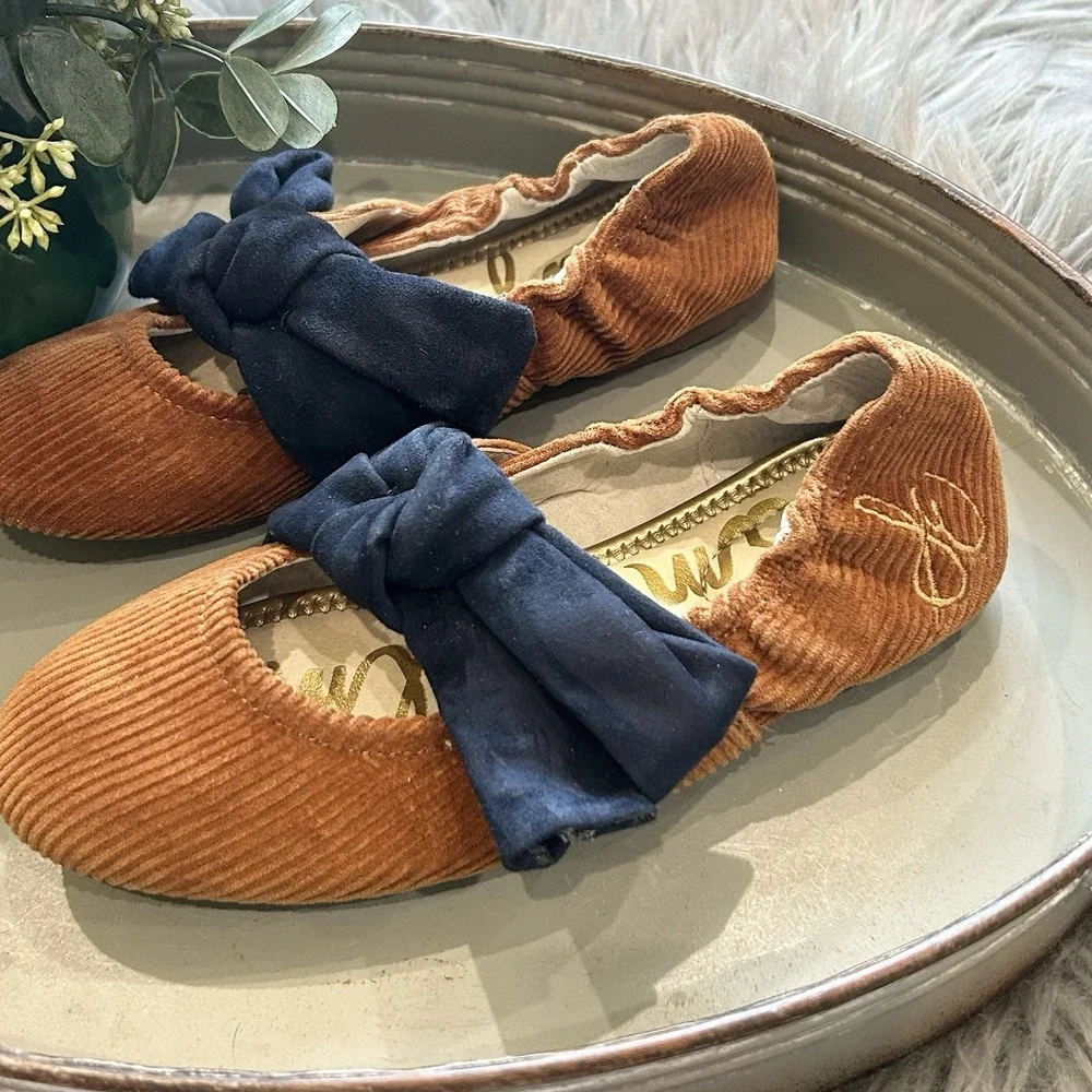 Sam Edelman Felicity‎ Mary Jane Girls Flats Size 1Y Mustard/Navy